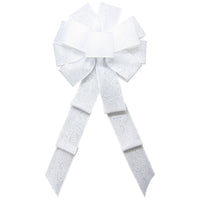 Wired Outdoor White Flower Embossed Waterproof Bow (2.5"ribbon~10"Wx20"L)