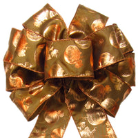 Elegant Fall Bows - Wired Bronzed Copper Pumpkins Fall Bows (2.5"ribbon~10"Wx20"L)