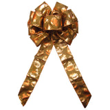 Harvest Wreath Bows - Wired Bronzed Copper Pumpkins Fall Bows (2.5"ribbon~10"Wx20"L)
