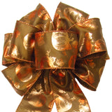 Thanksgiving Bows - Wired Bronzed Copper Pumpkins Fall Bows (2.5"ribbon~8"Wx16"L)