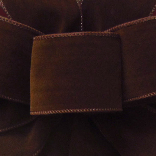 Wired Indoor Outdoor Brown Velvet Ribbon (#40-2.5"Wx10Yards)