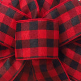 Buffalo Plaid Ribbon - Wired Black & Red Buffalo Plaid Linen Ribbon (#40-2.5"Wx10Yards)