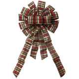 Plaid Christmas Bows - Wired Burgundy Plaid Bow (2.5"ribbon~14"Wx24"L)