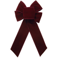 Wired Indoor Outdoor Burgundy Velvet Bow (2.5"ribbon~6"Wx10"L)