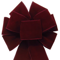 Wired Indoor Outdoor Burgundy Velvet Bow (2.5"ribbon~8"Wx16"L)