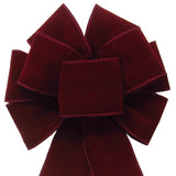 Wired Indoor Outdoor Burgundy Velvet Bow (2.5"ribbon~8"Wx16"L)