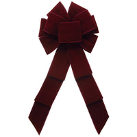 Wired Indoor Outdoor Burgundy Velvet Bow (2.5"ribbon~8"Wx16"L)
