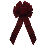 Wired Indoor Outdoor Burgundy Velvet Bow (2.5"ribbon~8"Wx16"L)