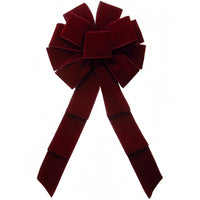 Wired Indoor Outdoor Burgundy Velvet Bow (2.5"ribbon~10"Wx20"L)
