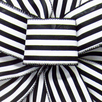Wired Wide Cabana Stripes Black & White Ribbon (#40-2.5"Wx10Yards)