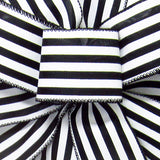 Wired Wide Cabana Stripes Black & White Ribbon (#40-2.5"Wx10Yards)