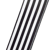 Wired Wide Cabana Stripes Black & White Ribbon (#40-2.5"Wx10Yards)