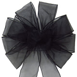 Wired Sheer Bows - Wired Black Chiffon Sheer Bows (2.5"ribbon~10"Wx20"L)