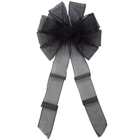Sheer Chiffon Bows - Wired Black Chiffon Sheer Bows (2.5"ribbon~10"Wx20"L)