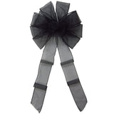 Sheer Chiffon Bows - Wired Black Chiffon Sheer Bows (2.5"ribbon~10"Wx20"L)