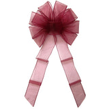 Wired Sheer Bows - Wired Burgundy Chiffon Sheer Bows (2.5"ribbon~10"Wx20"L)