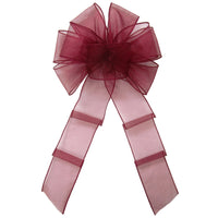 Wired Sheer Bows - Wired Burgundy Chiffon Sheer Bows (2.5"ribbon~8"Wx16"L)
