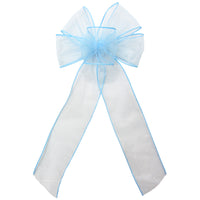 Wired Light Blue Chiffon Sheer Bows (2.5"ribbon~6"Wx10"L)