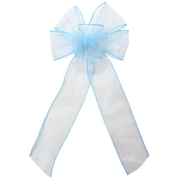 Wired Light Blue Chiffon Sheer Bows (2.5"ribbon~6"Wx10"L)