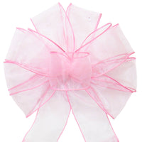 Wired Light Pink Chiffon Sheer Bows (2.5"ribbon~10"Wx20"L)