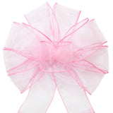 Wired Light Pink Chiffon Sheer Bows (2.5"ribbon~10"Wx20"L)