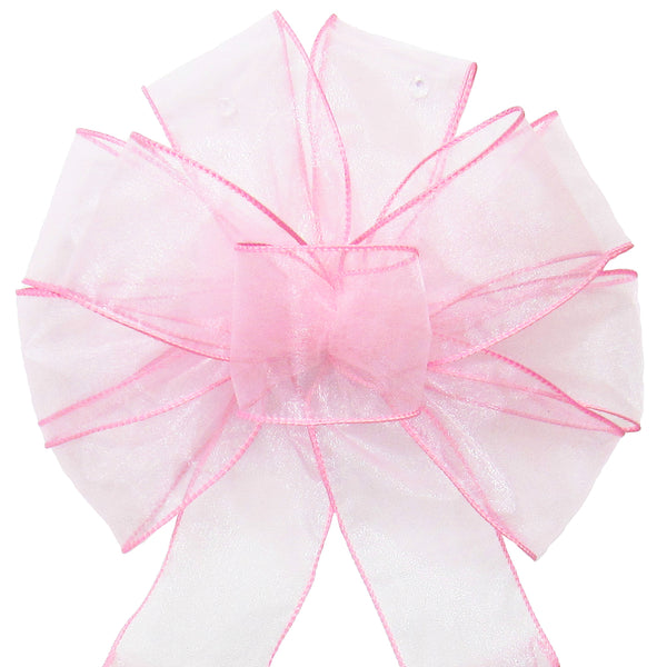 Wired Light Pink Chiffon Sheer Bows (2.5"ribbon~10"Wx20"L)