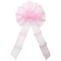 Wired Light Pink Chiffon Sheer Bows (2.5"ribbon~10"Wx20"L)