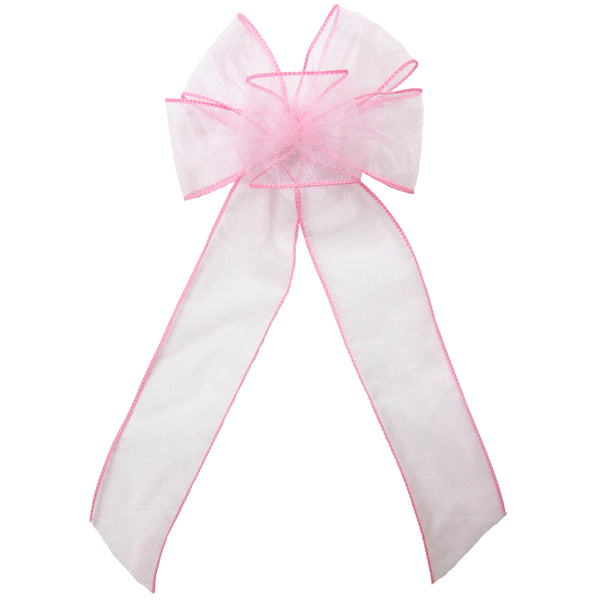 Wired Light Pink Chiffon Sheer Bows (2.5"ribbon~6"Wx10"L)
