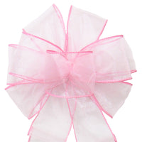 Wired Light Pink Chiffon Sheer Bows (2.5"ribbon~8"Wx16"L)