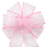 Wired Light Pink Chiffon Sheer Bows (2.5"ribbon~8"Wx16"L)