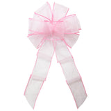 Wired Light Pink Chiffon Sheer Bows (2.5"ribbon~8"Wx16"L)