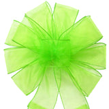 Wired Lime Green Chiffon Sheer Bows (2.5"ribbon~10"Wx20"L)