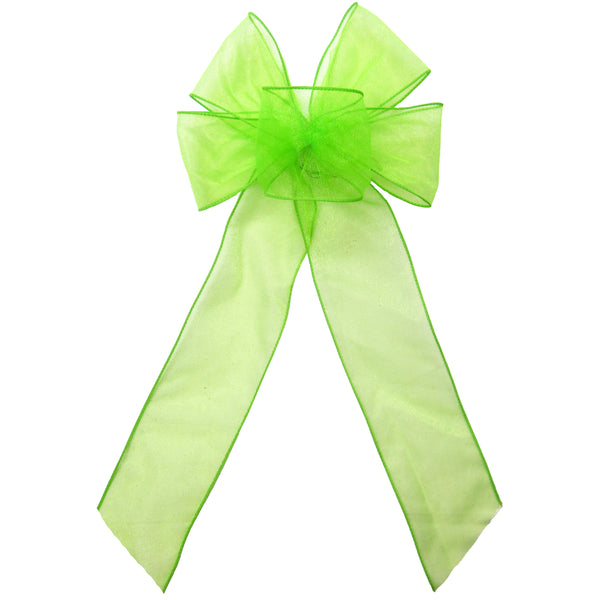 Wired Lime Green Chiffon Sheer Bows (2.5"ribbon~6"Wx10"L)