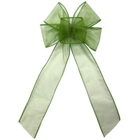Wired Sheer Bows - Wired Moss Green Chiffon Sheer Bows (2.5"ribbon~6"Wx10"L)