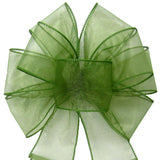 Wired Sheer Bows - Wired Moss Green Chiffon Sheer Bows (2.5"ribbon~8"Wx16"L)