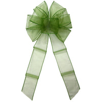 Wired Chiffon Bows - Wired Moss Green Chiffon Sheer Bows (2.5"ribbon~8"Wx16"L)