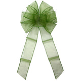 Wired Chiffon Bows - Wired Moss Green Chiffon Sheer Bows (2.5"ribbon~8"Wx16"L)