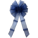 Wired Chiffon Bows - Wired Navy Blue Chiffon Sheer Bows (2.5"ribbon~10"Wx20"L)