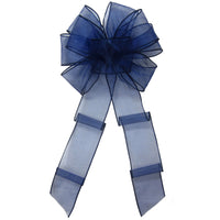 Wired Sheer Bows - Wired Navy Blue Chiffon Sheer Bows (2.5"ribbon~8"Wx16"L)