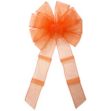 Sheer Halloween Bows - Wired Orange Chiffon Sheer Bows (2.5"ribbon~10"Wx20"L)