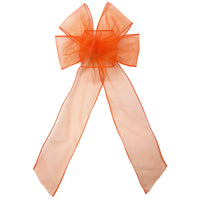 Sheer Fall Bows - Wired Orange Chiffon Sheer Bows (2.5"ribbon~6"Wx10"L)