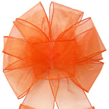 Halloween Wreath Bows - Wired Orange Chiffon Sheer Bows (2.5"ribbon~8"Wx16"L)