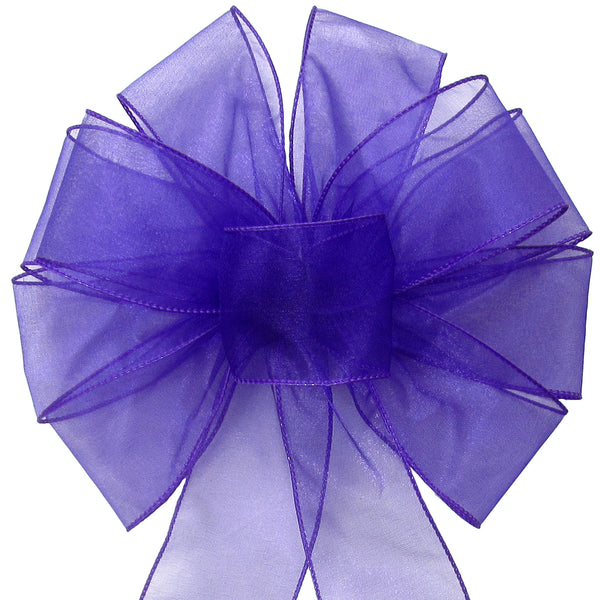 Wired Sheer Bows - Wired Purple Chiffon Sheer Bows (2.5"ribbon~10"Wx20"L)