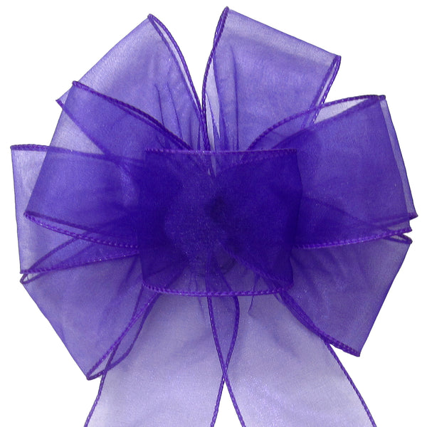 Wired Sheer Bows - Wired Purple Chiffon Sheer Bows (2.5"ribbon~8"Wx16"L)