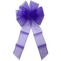 Wired Chiffon Bows - Wired Purple Chiffon Sheer Bows (2.5"ribbon~8"Wx16"L)