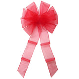 Wired Sheer Bows - Wired Red Chiffon Sheer Bows (2.5"ribbon~10"Wx20"L)
