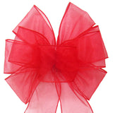 Wired Chiffon Bows - Wired Red Chiffon Sheer Bows (2.5"ribbon~8"Wx16"L)