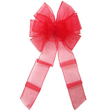 Wired Sheer Bows - Wired Red Chiffon Sheer Bows (2.5"ribbon~8"Wx16"L)