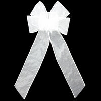Wired Sheer Bows - Wired White Chiffon Sheer Bows (2.5"ribbon~6"Wx10"L)