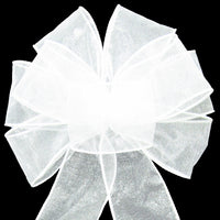 Sheer Wreath Bows - Wired White Chiffon Sheer Bows (2.5"ribbon~8"Wx16"L)